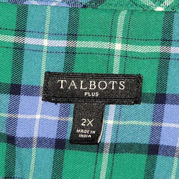 Talbots Plus Sz L Plaid Flannel Shirts Lot of 3 EUC Cotton/Metallic Cozy Winter - Picture 4 of 14